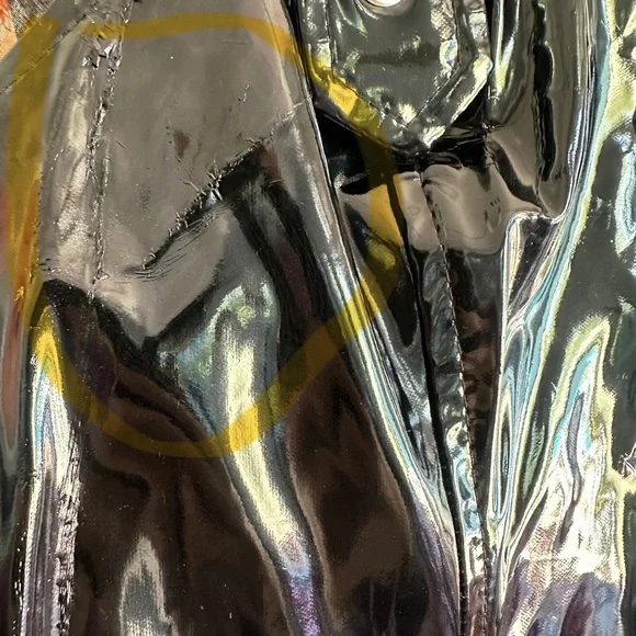 Vintage Lip Service Black Vinyl Pinafore Dress size M Y2K made in USA - Picture 12 of 13